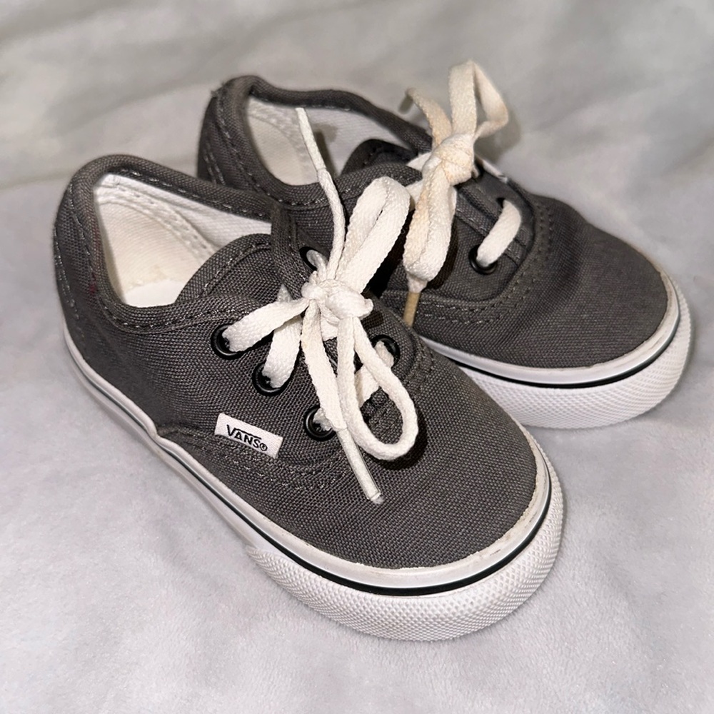 Toddler Vans Authentic Gray White Skate Sneaker Tennis Shoes